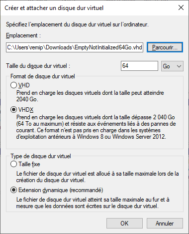 Virtual Disk creation on Windows